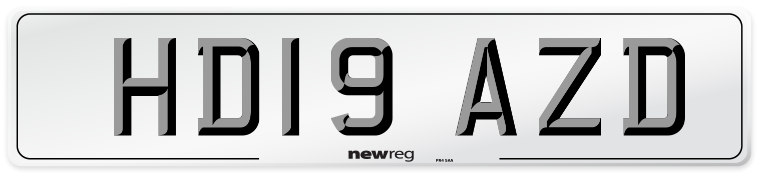 HD19 AZD Number Plate from New Reg